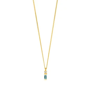 Halskette Glamour, Blue/White Topas, 18 Karat Gelbgold vergoldet-LEAF Sale