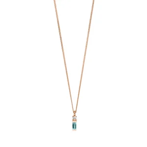 Halskette Glamour, Blue/White Topas, 18 Karat Rosegold vergoldet-LEAF Hot