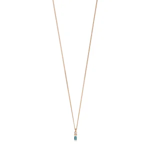 Halskette Glamour, Blue/White Topas, 18 Karat Rosegold vergoldet-LEAF Hot
