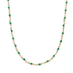 Halskette Grüner Achat, 18 Karat Rosegold vergoldet-LEAF Clearance