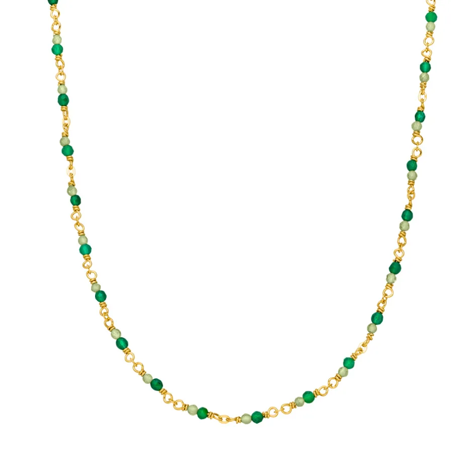 halskette_grner_achat__ka_0.webp Halskette Grüner Achat, 18 Karat Gelbgold vergoldet-LEAF Hot