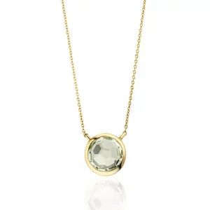 Halskette Grüner Amethyst, 14 Karat Gelbgold-LEAF Sale
