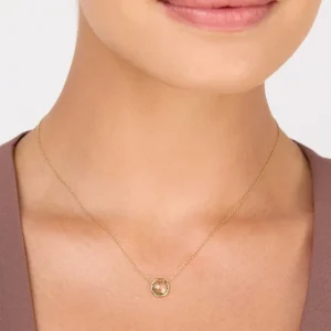 Halskette Grüner Amethyst, 14 Karat Gelbgold-LEAF Sale