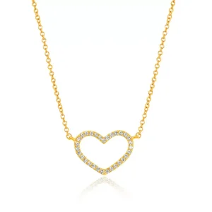 Halskette Heart mit Diamanten, 18 Karat Gelbgold-LEAF Hot