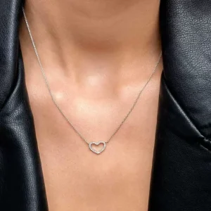 Halskette Heart mit Diamanten, 18 Karat Weißgold-LEAF Fashion