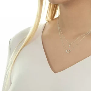 Halskette Heart mit Diamanten, 18 Karat Weißgold-LEAF Fashion