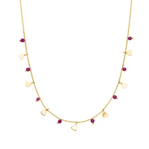 Halskette Hearts Rubin, 18 Karat Gelbgold vergoldet-LEAF Outlet