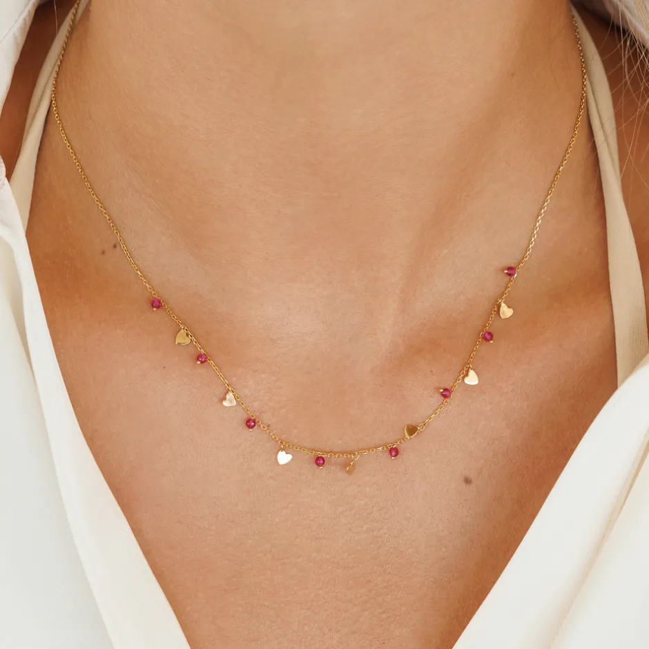 halskette_hearts_rubin__k_2-1.webp Halskette Hearts Rubin, 18 Karat Rosegold vergoldet-LEAF Sale