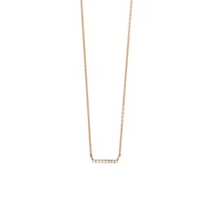 Halskette Horizontal Bar, Diamant, 14 Karat Rosegold-LEAF New