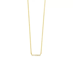 Halskette Horizontal Bar, Diamant, 14 Karat Gelbgold-LEAF Hot