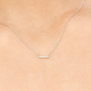 Halskette Horizontal Bar, Diamant, 14 Karat Weißgold-LEAF Best
