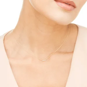 Halskette Horizontal Bar, Diamant, 14 Karat Gelbgold-LEAF Hot
