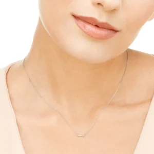 Halskette Horizontal Bar, Diamant, 14 Karat Weißgold-LEAF Best