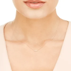 Halskette Horizontal Bar, Diamant, 14 Karat Rosegold-LEAF New