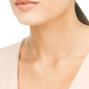 Halskette Horizontal Bar, Diamant, 14 Karat Weißgold-LEAF Best