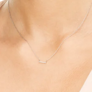 Halskette Horizontal Bar, Diamant, 14 Karat Weißgold-LEAF Best