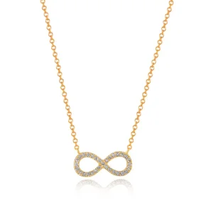 Halskette Infinity mit Diamanten, 18 Karat Gelbgold-LEAF Sale