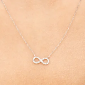 Halskette Infinity mit Diamanten, 18 Karat Weißgold-LEAF Discount