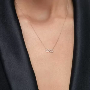 Halskette Infinity mit Diamanten, 18 Karat Rosegold-LEAF Discount