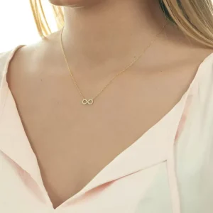 Halskette Infinity mit Diamanten, 18 Karat Gelbgold-LEAF Sale