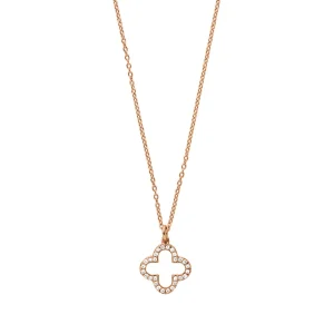 Halskette Kleeblatt, 18 Karat Rosegold vergoldet-LEAF Best