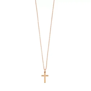 Halskette Kreuz, 18 Karat Rosegold vergoldet-LEAF Fashion