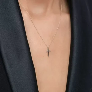 Halskette Kreuz, 14 Karat Rosegold-LEAF Clearance