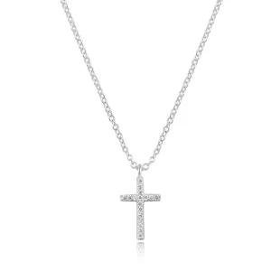 Halskette Kreuz mit Diamanten, 18 Karat Weißgold-LEAF Clearance