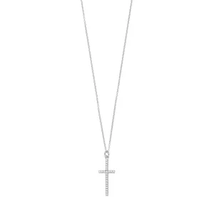 Halskette Kreuz mit Zirkonia, 925 Sterlingsilber-LEAF Fashion