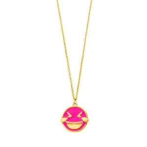 Halskette "LOL" EMOJI, 18 Karat Gelbgold vergoldet-LEAF Discount