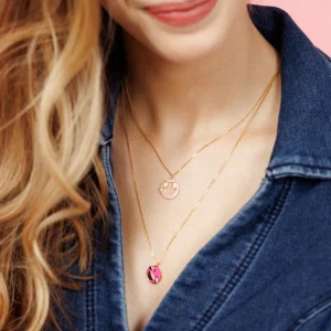 Halskette "LOL" EMOJI, 18 Karat Gelbgold vergoldet-LEAF Discount