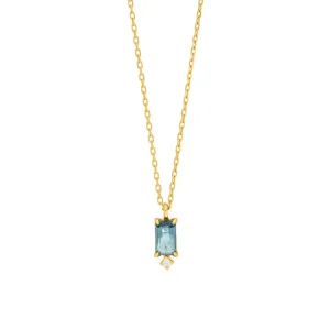 Halskette London Blue Topaz, 14 Karat Gelbgold-LEAF New