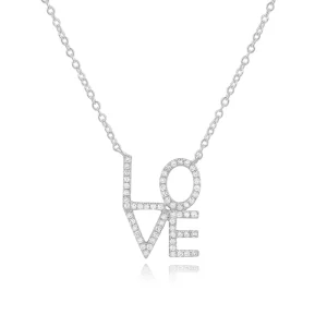 Halskette Love mit Diamanten, 18 Karat Weißgold-LEAF New