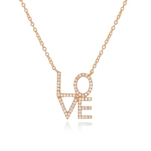 Halskette Love mit Diamanten, 18 Karat Rosegold-LEAF Hot