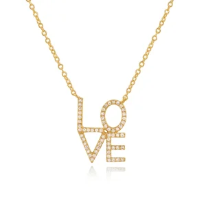 Halskette Love mit Diamanten, 18 Karat Gelbgold-LEAF Online