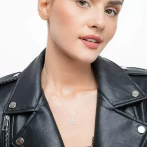 Halskette Love mit Diamanten, 18 Karat Weißgold-LEAF New