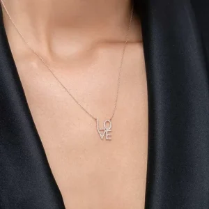 Halskette Love mit Diamanten, 18 Karat Rosegold-LEAF Hot