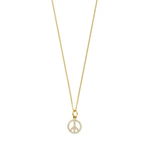Halskette Peace mit Zirkonia, 18 Karat Gelbgold vergoldet-LEAF Clearance