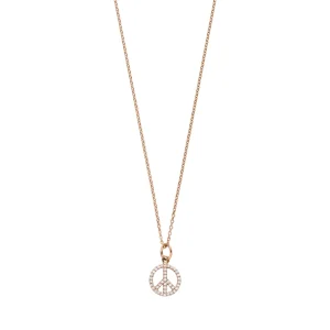 Halskette Peace mit Zirkonia, 18 Karat Rosegold vergoldet-LEAF Discount