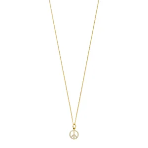 Halskette Peace mit Zirkonia, 18 Karat Gelbgold vergoldet-LEAF Clearance