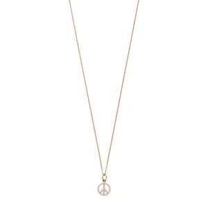 Halskette Peace mit Zirkonia, 18 Karat Rosegold vergoldet-LEAF Discount