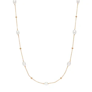 Halskette Perlen Basic, 18 Karat Rosegold vergoldet-LEAF Fashion