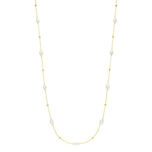 Halskette Perlen Basic, 18 Karat Gelbgold vergoldet-LEAF Outlet