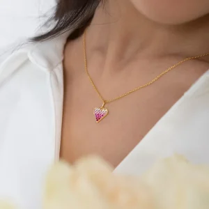 Halskette Pink Valentine, 18 Karat Rosegold vergoldet-LEAF New