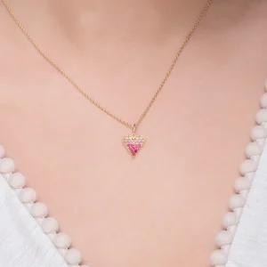 Halskette Pink Valentine, 18 Karat Rosegold vergoldet-LEAF New