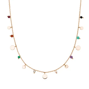 Halskette Platelet Mix, 18 Karat Rosegold vergoldet-LEAF Fashion