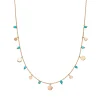 Halskette Platelet Türkis, 18 Karat Rosegold vergoldet-LEAF New
