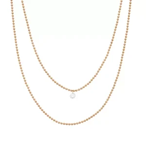Halskette PURE Double, Diamant, 14 Karat Rosegold-LEAF Sale