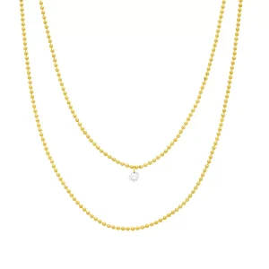 Halskette PURE Double, Diamant, 14 Karat Gelbgold-LEAF Fashion