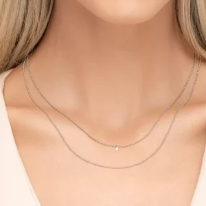 Halskette PURE Double, Diamant, 14 Karat Weißgold-LEAF Clearance